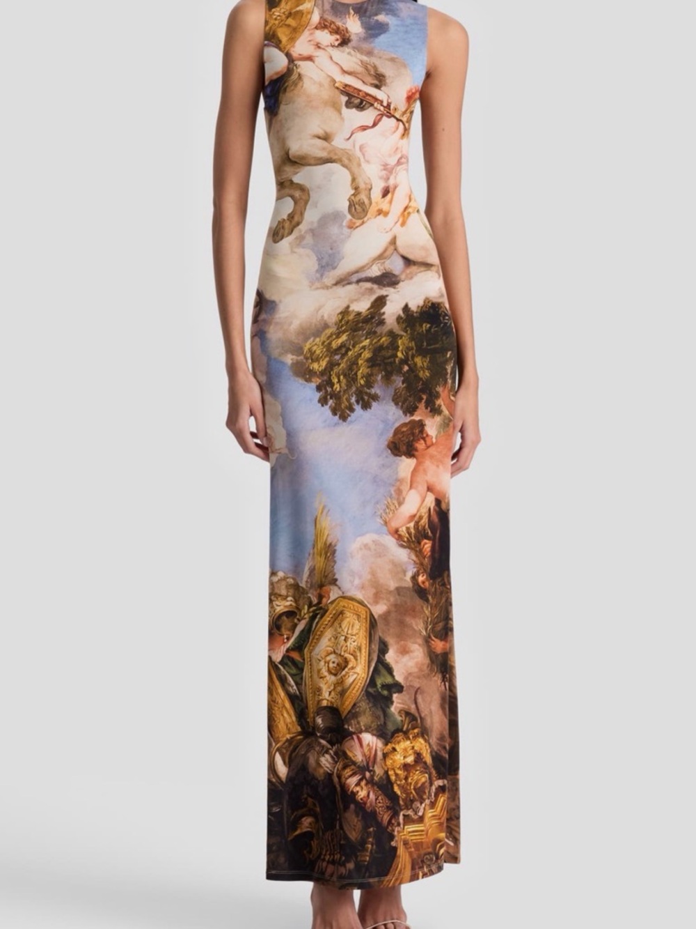 Alice + Olivia Delora Open Back Renaissance Print Maxi Dress Size 4 NWT